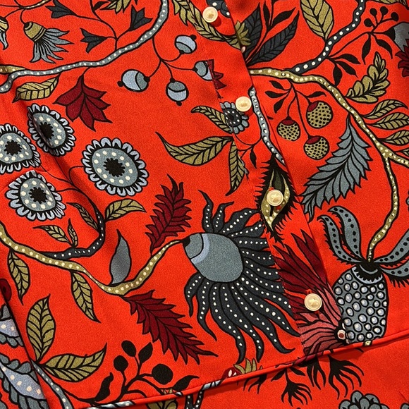 Ann Taylor Loft Primavera Tamale Red Floral Long Sleeve Dress - Picture 4 of 9